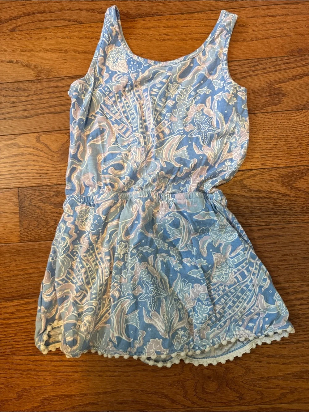 Lilly Pulitzer Girls size small 4-5 Light Blue Sea Print Sundress